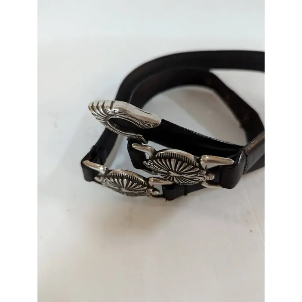 Genuine leather belt silver decoration Size Large Cowgirl Western Boho Style
